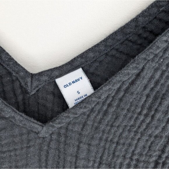 Old Navy Black Gauze Cotton Double V Neck Sleeveless Tank Top Women Small - Picture 3 of 8